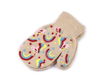 Otroške pletene rokavice - bež svetlo enojček