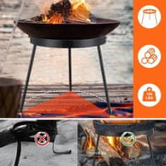 Nikcorp Trinožno stojalo za kotliček in lonec nad ognjiščem, jekleno podnožje za kampiranje, stabilna konstrukcija, 34,5 x 25 cm