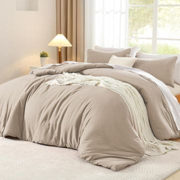 Nikcorp Bombažna posteljnina 135x200 cm, bež, Renforce premium bombaž, prevleka za vzglavnik 80x80 cm, mehka, z zadrgo