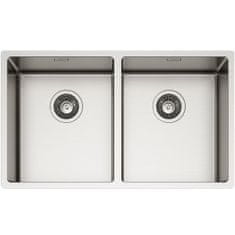 TASCA CANOVA 74 2V dvojno inox kuhinjsko korito s SatinPlus površino in “GHOST” prelivom za omarico od 80 cm