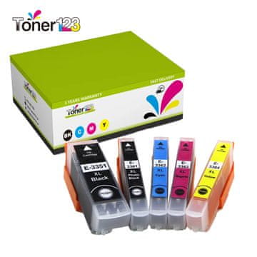 Toner123 Komplet Epson 33XL / C13T33574510 / Expression Premium XP-530, XP-540, XP-630, XP-635, XP-640, XP-645, XP-830 kompatibilne kartuše (5) - črna XL, foto črna XL, cyan XL, magenta XL, rumena XL