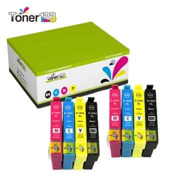 Toner123 Komplet Epson 16XL / Workforce WF 2010, 2510, 2520, 2530, 2540, 2630, 2650, 2660, 2750, 2760 kompatibilne kartuše (8) - 2x črna, 2x cyan, 2x magenta, 2x rumena
