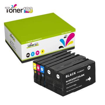 Toner123 Komplet HP 953XL / OfficeJet Pro 7740, 8210, 8218, 8710, 8715, 8720, 8725, 8730, 8740 kompatibilne kartuše (5) - 2x črna XL, cyan XL, magenta XL, rumena XL