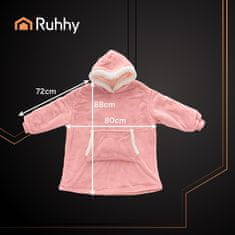 Ruhhy hoodie odeja z rokavi 120x190 cm - Roza