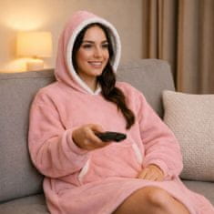 Ruhhy hoodie odeja z rokavi 120x190 cm - Roza