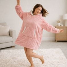 Ruhhy hoodie odeja z rokavi 120x190 cm - Roza