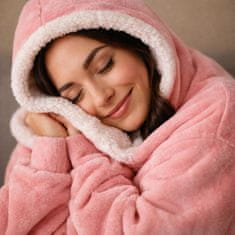 Ruhhy hoodie odeja z rokavi 120x190 cm - Roza