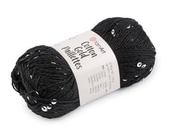 Pletena preja Bombaž Gold Paillettes z bleščicami 50 g - (7101) black silver