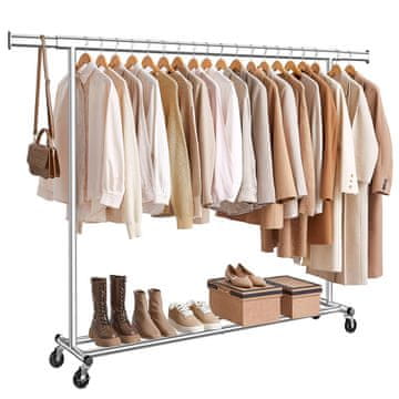 Songmics Obešalnik za oblačila, HSR175E01, 160-200x45x161,5 cm, srebrna
