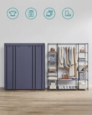 Songmics Tkaninska omara, 45x150x175 cm, modra