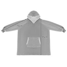 Ruhhy hoodie odeja z rokavi 85x75 cm - Siva