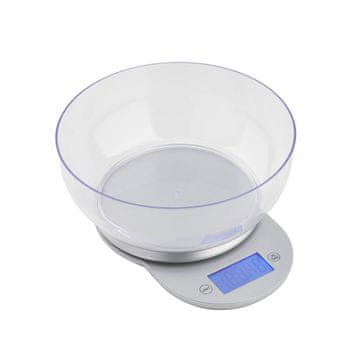 Eva Digitalna kuhinjska tehtnica s posodo 1g-5kg / srebrna / ABS