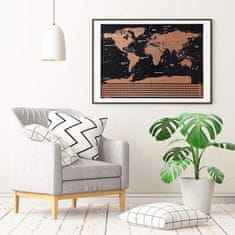 Kruzzel Praskanka zemljevid sveta 82x59 cm z zastavami + dodatki | scratch map darilo za popotnike 