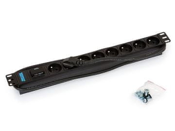 Triton 19', 8xCZ vtičnica, zaščita pred strelo, 3x1,5mm 2m kabel CZ-DE, RAL9005