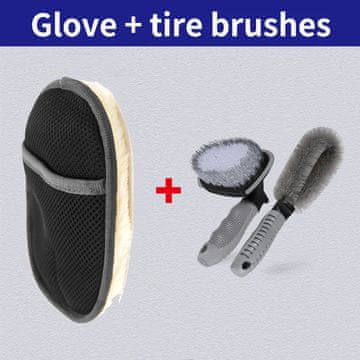 KJB Plush Car Wash Glove za čiščenje brez prask gloves X Tire brush