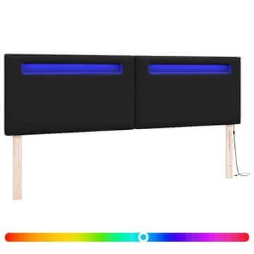 Vidaxl LED glava postelje Črna 180 cm Umjetno usnje