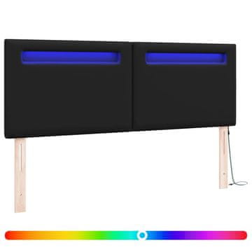 Vidaxl LED glava postelje Črna 144 cm Umjetno usnje