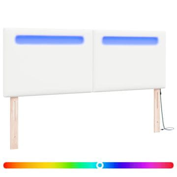 Vidaxl LED glava postelje Bela 160 cm Umjetno usnje