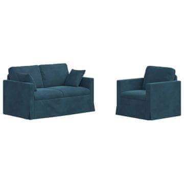 Vidaxl Kavčna garnitura 2 pcs Modra 138 x 78 x 80 cm Žamet