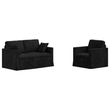 Vidaxl Kavčna garnitura 2 pcs Črna 138 x 78 x 80 cm Žamet