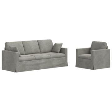 Vidaxl Kavčna garnitura 2 pcs Svetlo siva 198 x 78 x 80 cm Žamet