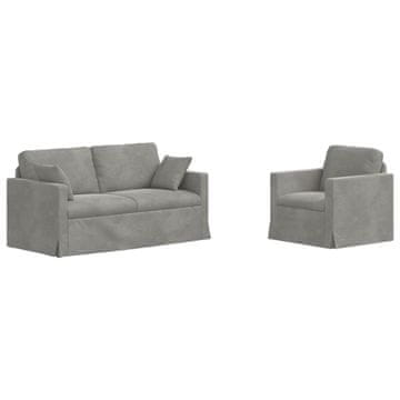 Vidaxl Kavčna garnitura 2 pcs Svetlo siva 158 x 78 x 80 cm Žamet