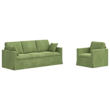 Vidaxl Kavčna garnitura 2 pcs Svetlo zelena 198 x 78 x 80 cm Žamet