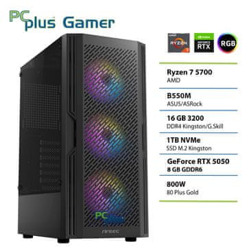 PCplus Gamer namizni računalnik, R7-5700, 16GB, SSD1TB, RTX5050, FreeDOS