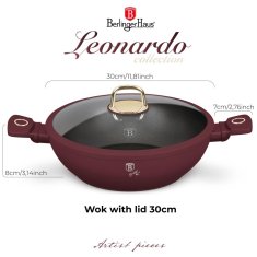 Ponev Wok s pokrovom in površino iz titana 30 cm Leonardo Collection BH-8035