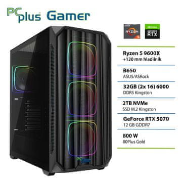 PCplus Gamer namizni računalnik, R5-9600X, 32GB, SSD2TB, RTX5070, FreeDOS (148671)