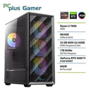 PCplus Gamer namizni računalnik, R5-7600, 32GB, SSD1TB, RTX5060Ti, FreeDOS