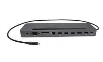 I-TEC USB-C kovinska ergonomska 4K 3x zaslonska priklopna postaja s Power Delivery 85W + univerzalni polnilec 100W (paket