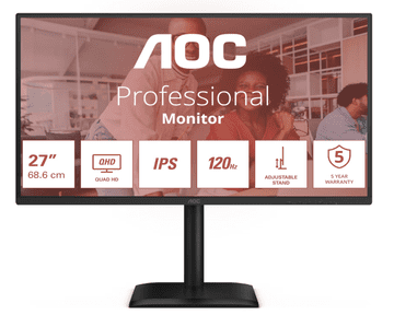 AOC Q27E4U 27" QHD IPS 120Hz ergonomski monitor z USB vozliščem za produktivnost in pisarniško delo
