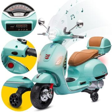 shumee Skuter Vespa na baterije Sun Baby s turkiznim ohišjem