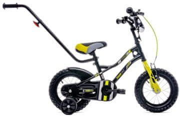 shumee 12-palčno fantovsko kolo Pusher Side kolesa Basket Tiger Bike črne, rumene in sive barve