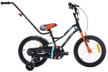 shumee Otroško kolo 16 palcev za fantka, krmilo, stranska kolesa, zvonec, Tiger Bike, črno, oranžno, Sun Baby