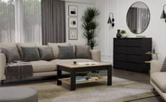 shumee KAVNA MIZICA OHIO, ARTISAN HRAST, ČRNE POLICE, KLOPI ZA DNEVNO SOBO 93x58x43,5 CM