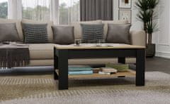 shumee KAVNA MIZICA OHIO, ARTISAN HRAST, ČRNE POLICE, KLOPI ZA DNEVNO SOBO 93x58x43,5 CM