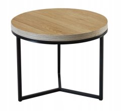 shumee Okrogla klubska mizica FURNITEX 50 x 50 x 40 cm NARAVNI HRAST za dnevno sobo ali pisarno