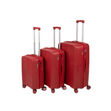 shumee Komplet 3 rdečih potovalnih kovčkov. Komplet lahkih in elegantnih polipropilenskih kovčkov. Wowbag 7918 Rdeča.