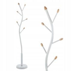 shumee PROSTOSTOJNI LESENI OBEŠALNIK ZA OBLAČILA, BEL, 5 MEST, 177 CM