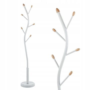 shumee PROSTOSTOJNI LESENI OBEŠALNIK ZA OBLAČILA, BEL, 5 MEST, 177 CM