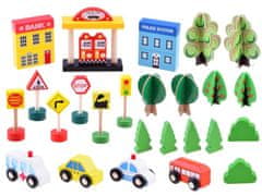 shumee Veliki KOMPLET lesenih figuric vlaka na baterije, 80 kosov ZA3573