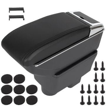 shumee Škoda Roomster 05-15 Naslon za roke s predalom ČRNO EKO USNJE + komplet za montažo