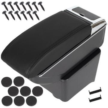 shumee VW Polo 9N 01-09 Naslon za roke s predalom ČRNO EKO USNJE + set za montažo