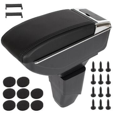 shumee Peugeot 206 98-12 Naslon za roke s predalom ČRNO EKO USNJE + komplet za montažo