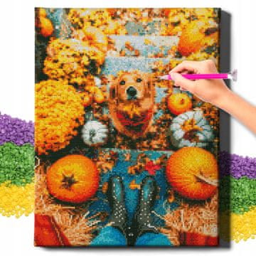 shumee DIAMANTNA SLIKA 5D z OKVIRJEM Diamantno vezenje Veliki pes Mozaik 40x50 cm