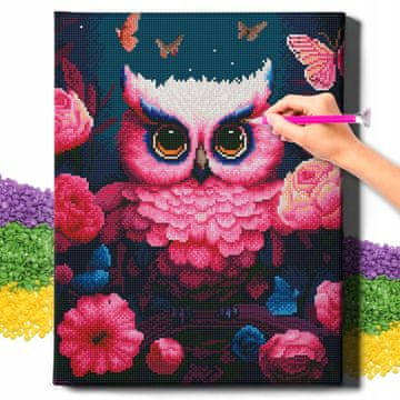 shumee DIAMANTNA SLIKA 5D z OKVIRJEM Diamantno vezenje Velik mozaik sove 40x50 cm