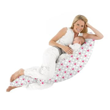 shumee Velika nosečniška blazina Croissant Cocoon Boomerang za spanje na boku in dojenje - Pink Hearts
