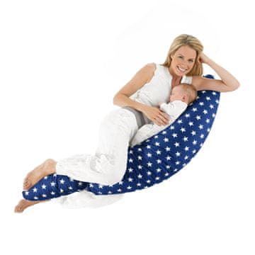 shumee Velika nosečniška blazina Croissant Cocoon Boomerang za spanje na boku in dojenje - mornarsko modre zvezdice